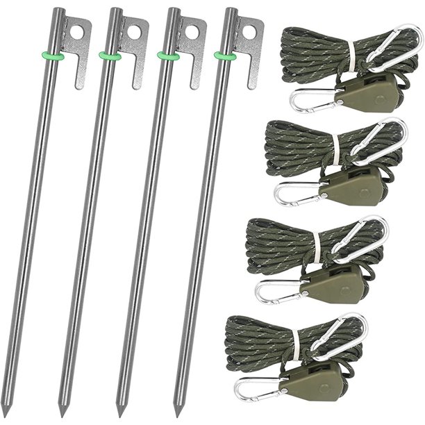 12 Inch Heavy Duty Metal Tent Stakes, Sturdy 304 Stainless Steel Tarp Stakes Tent Pegs With Tent