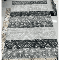 RONSHIN Area Rugs Washable Carpets 1150Gsm 100% Polyester Pearl Velvet 360 Washed Back Folded Printed Carpet-Modern-Colorful grey 8*10ft