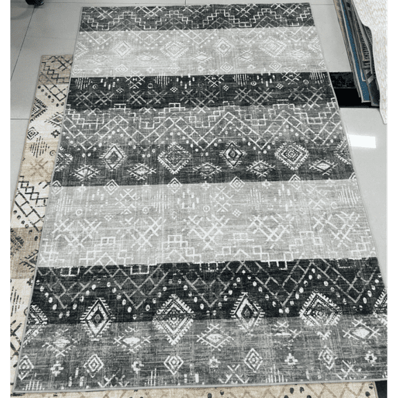 Yesfashion Carpets Area Rugs Washable 1150Gsm Pearl Velvet 360 Washed Back Folded Printed Carpet-Modern-Colorful grey 9*12ft