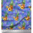 thumbnail image 1 of Soimoi Purple Japan Crepe Satin Fabric Triangle & Pine Fruits Fabric Prints By Yard 42 Inch Wide, 1 of 1