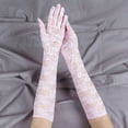 thumbnail image 2 of PMVFHDE Women's Long Black Lace Gloves Elegant Sheer Stretchable Gloves for Wedding Party Evening Occasions Pink,One Size, 2 of 3