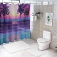 thumbnail image 7 of RUIYC Retrowave Design of Colorful Funky Stripes and Palms Moon Shower Curtain Multiple Sizes Durable and Washable White, 7 of 7