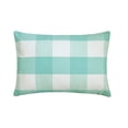 thumbnail image 1 of Funda de almohada lumbar decorativa HomeCentric azul agua de 30 x 45 cm (12 x 18 pulgadas), almohada rectangular de algodón con estampado de cuadros estilo contemporáneo - Aqua Plaid Play, 1 of 3