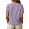 thumbnail image 6 of SSZMDLB Women Plus Size V Neck Short Sleeve Embroidered Boho Tshirt Casual Summer Tops Loose Fit Flowy Tee Shirt Vacation Outfits Beach Holiday Clothes, Purple L, 6 of 7