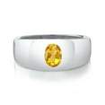 thumbnail image 3 of Gem Stone King 1.30 Cttw Yellow Citrine Ring for Men | Oval 8X6MM | Gemstone November Birthstone | 925 Sterling Silver | Size 13, 3 of 5