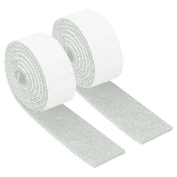 Felt Strips with Adhesive Backing, 2 Pack 1" x 40" x 0.12" Adhesive Felt Strips Anti Scratch Furniture Felt Tapes Self-Stick Felt Pads for Protecting Hardwood Floor, White