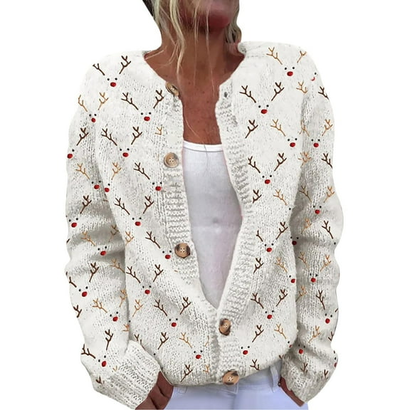 TQWQT Ugly Christmas Sweater Women Plus Size Open Front Santa Xmas Tree Print Funny Cardigans for Women Button Down Cardigan Cute Women Clothes L