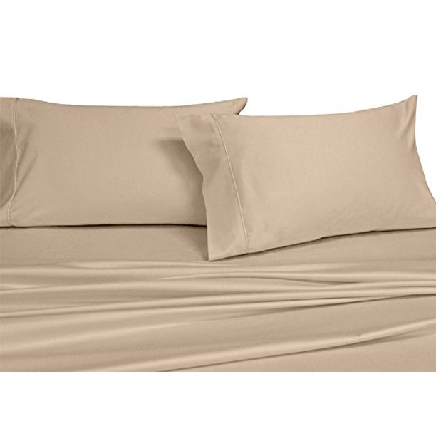 Royal's Solid Tan / Linen 250ThreadCount 4pc Queen Bed Sheet Set 100