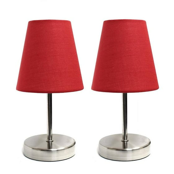 Basic Table Lamp With Red Shade Sand Nickel Pack Of 2