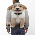 thumbnail image 3 of Cute Dog Smile Men's Stand Collar Sweater Long Sleeve Clothing Loose Fit Sports Sweater, 3 of 8