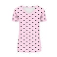 thumbnail image 4 of ZQGJB Summer Womens T-Shirts Dressy Casual Polka Dot Print Short Sleeve V Neck Graphic Tunic Blouse Loose Lightweight Comfy Pullover Tops Pink#02 M, 4 of 5