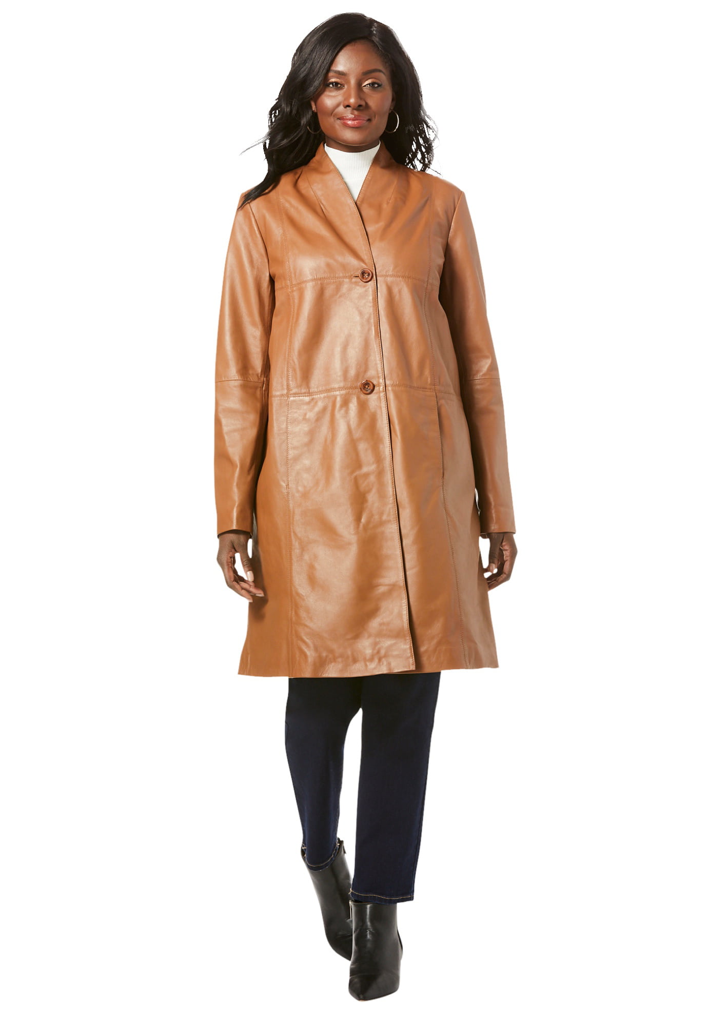 Jessica London Women's Plus Size Long Trench Coat Raincoat