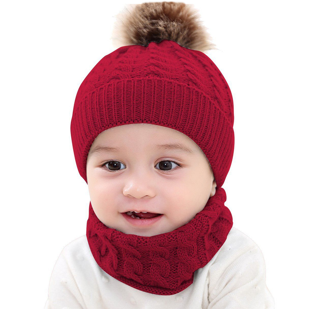 relanfenk baby hats 2pcs toddler girls boys winter warm knitted beanie cap+ scarf keep warm set hat