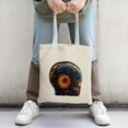 thumbnail image 2 of Futuristic Cream Tote Bag with Glowing Circular Design & Intricate Patterns Perfect for Shopping Travel & Parties, 2 of 4