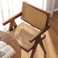 thumbnail image 5 of IVV Wooden Dining Arm Chairs Set of 2, Versatile Accent Chair with Rubber Wood Legs, Rattan Seat & Back, for Living Room Reading Nook, Easy Assembly, Brown, 5 of 9