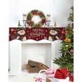 thumbnail image 4 of Red Plaid Snowman Christmas Fireplace Mantel Scarf Table Runner, Xmas Snowflake Funny Rustic Winter Garland Mantel Top Tablerunners Dresser Scarves Cover for Windows Party Living Room 70''x17'', 4 of 6