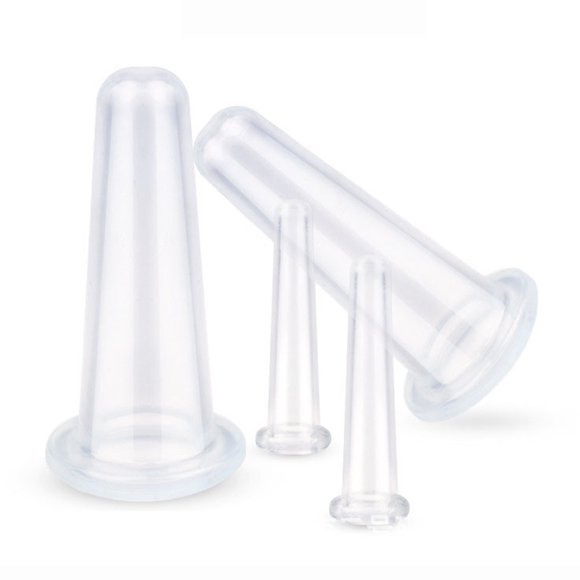 4 Pcs Ventouses en Silicone pour Massage Facial, Ensemble de Ventouses en Silicone, Ventouses pour Visage et Yeux pour Massage du Visage, du Cou et de la Peau (2 Petites&2 Grandes)