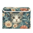 thumbnail image 7 of Yayeee Collapsible Cube Storage Bin with Lid Fabric Closet Decorative Basket with Handles, Flowers Cat, 7 of 7