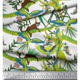 thumbnail image 2 of Soimoi polyester Crepe Fabric Branches,Parrot & Leopard Jungle Printed Fabric 1 Yard 52 Inch Wide, 2 of 3