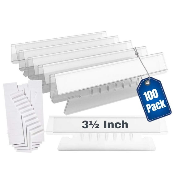 1InTheOffice Clear Hanging Folder Tabs and Inserts, Plastic Clear Tabs and Inserts, File Folder Tabs, 3-1/2" x 5/8", 100/Pack