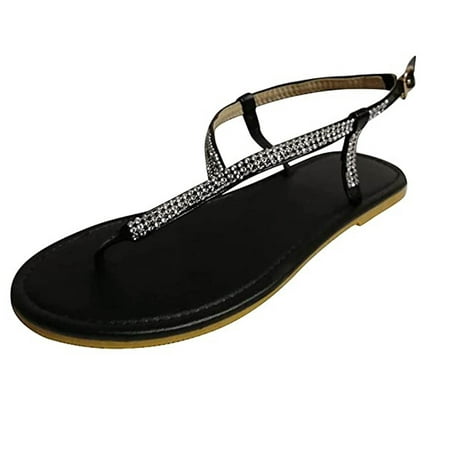 

Sandals for Women Sandals Clearance Women Summer Clip-Toe Shoes Rhinestone Comfy Sandals Flats Casual Beach Sandals