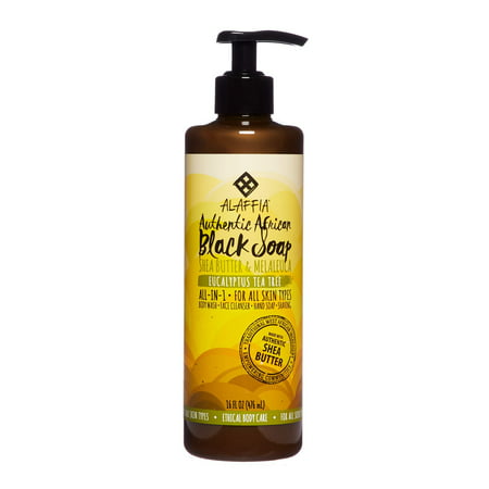 Alaffia - Authentic African Black Soap, All-in-One Body Wash, Shampoo, and Shaving Soap, All Skin and Hair Types, Fair Trade, No Parabens, Non-GMO, No SLS, Eucalyptus Tea Tree, 16 (Best Body Wash For Fair Skin)