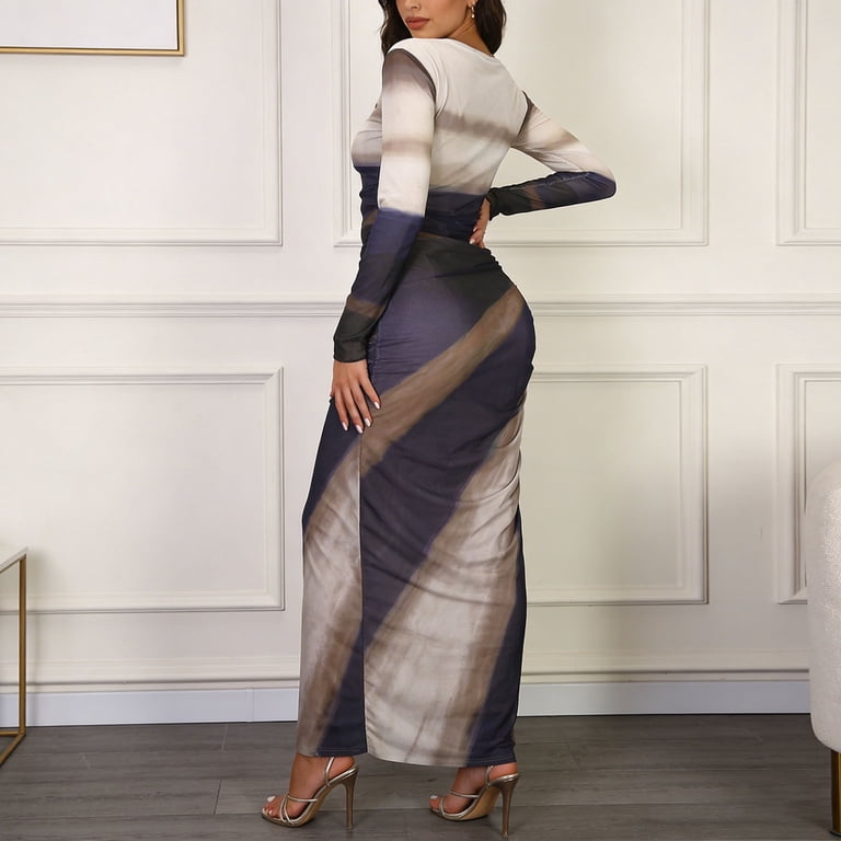 bodycon ombre dress Barzilio | Ombre Long-Sleeve Bodycon Maxi Dress  Club L London