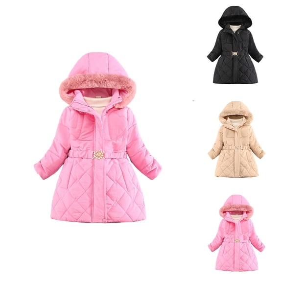 Kids Coat Jackets for Girls Toddler Boys Girls Winter Coat Hooded Jacket Wear Thicken Windproof Zipper Warm Outwear