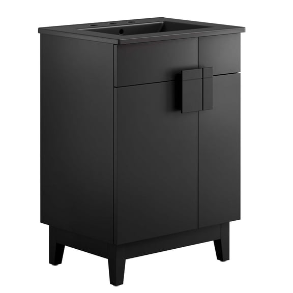 Sink Vanity Cabinet, Black, Melamine Wood , Hotel Bedroom Bathroom, Modern Contemporary HB36115