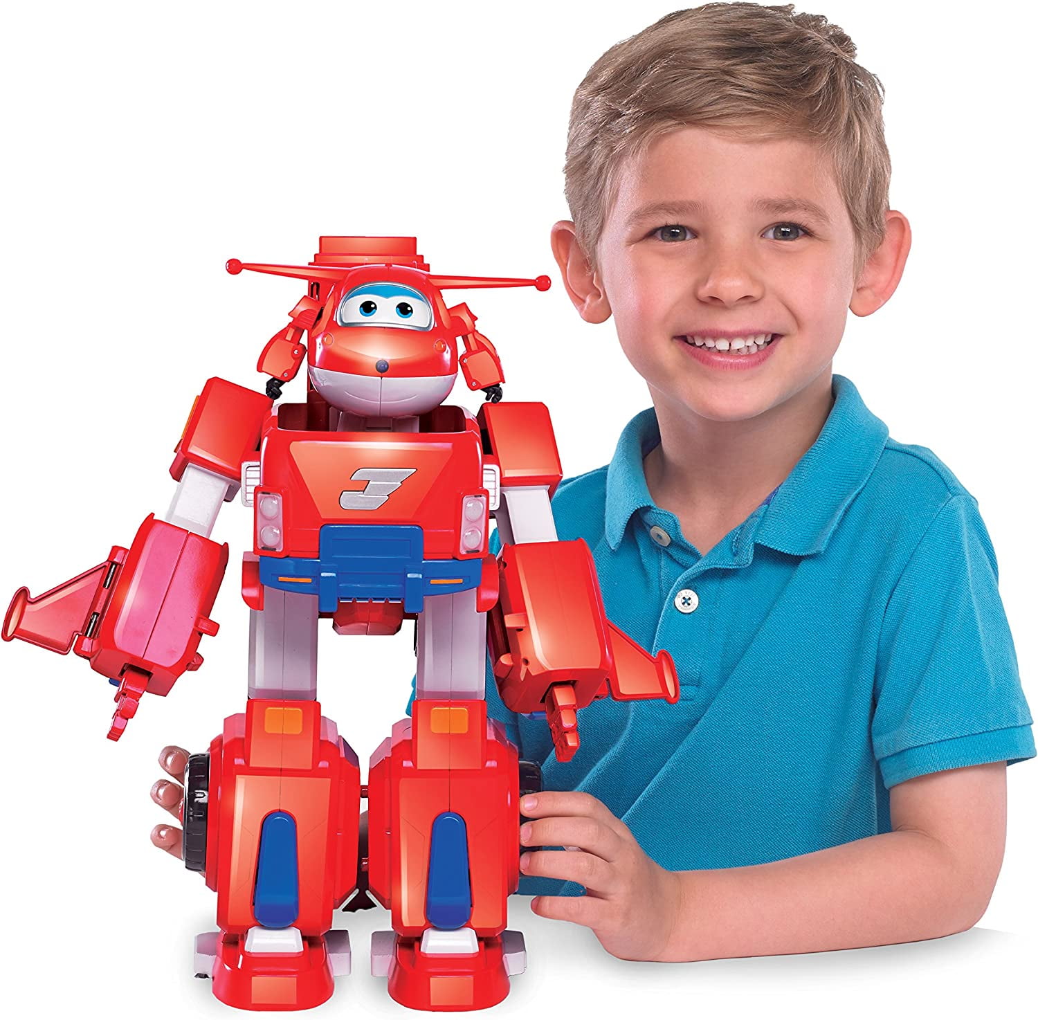  Super Wings Toys, Jett Transformer Toys 5 Inch, Airplane Toy  for Kids 3-5 Years Old, Transforming from Toy Jet to Robot, Real Mobile  Wheels, Birthday Party Supplies for Preschool Boys and