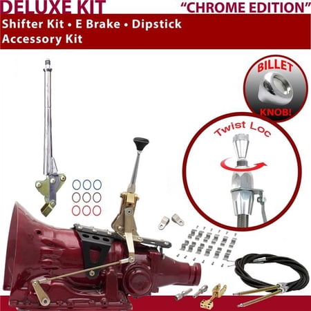 American Shifter C4 Shifter Kit Chrome 6 in. E Brake Cable Clamp Clevis Dipstick for F7F07