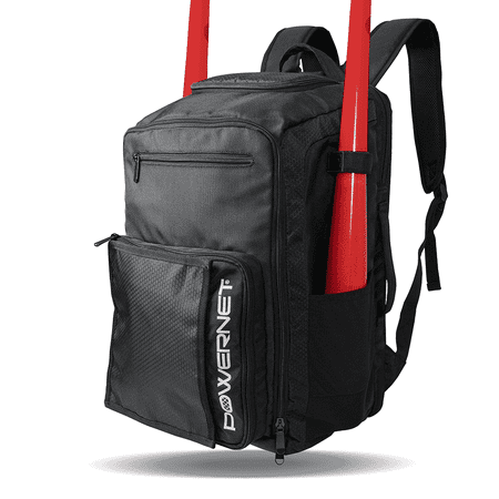 PowerNet Coach's Baseball Backpack, Softball & Baseball Bag for Coaching Gear with Laptop Sleeve and Zippered Pockets, Coach Bat Bag with Chain-Link Fence Hook and Luggage Strap