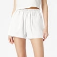 thumbnail image 5 of Bbyeadc Women's Linen shorts Straight Leg Bottoms Comfort Elastic Waist Solid Color Shorts Casual Mid Waist Short Pants,White(XL), 5 of 6