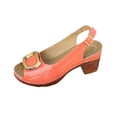 thumbnail image 2 of Viluyesy Women's Chunky Heeled Sandals, Slingback Peep Toe Adjustable Buckle Casual Fashion Dress Shoes Orange 9.5, 2 of 7