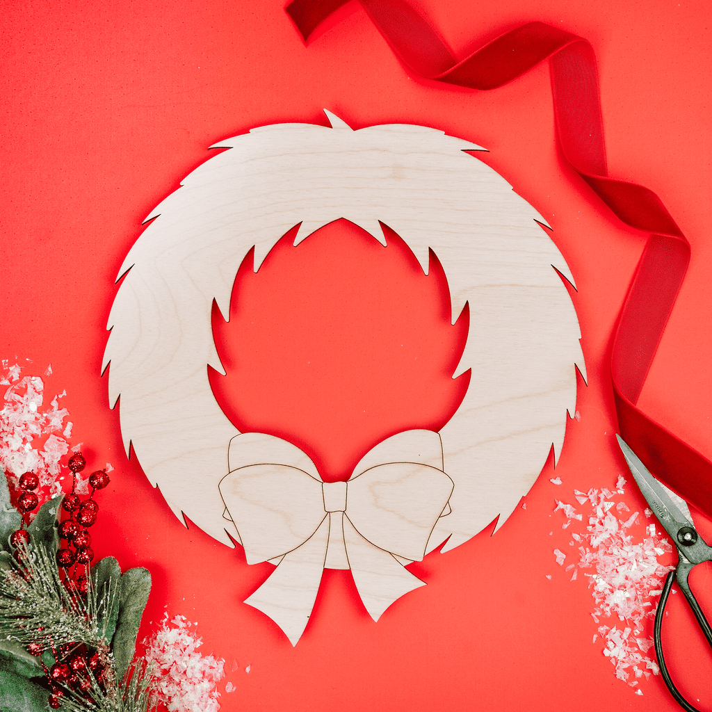 Christmas Wreath Ornament 6 inch, Pack of 10 Small Wood Cutouts, Wood Christmas Tree Ornaments for Crafts/ Decor, by Woodpeckers