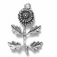 thumbnail image 1 of Sterling Silver 18" .8mm Box Chain 3D Dandelion Flower And Stem Leaves Pendant Necklace, 1 of 2