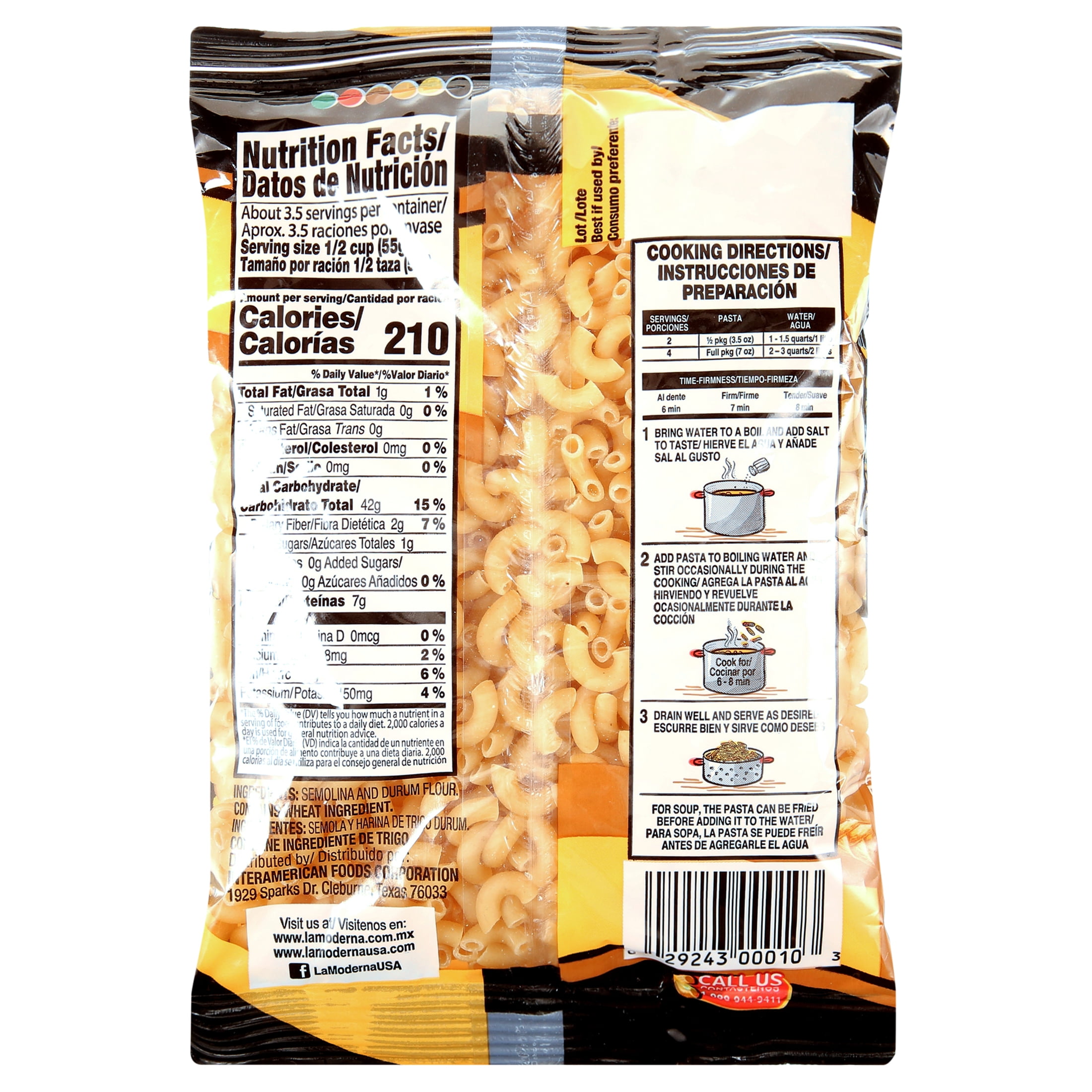 (10 pack) La Moderna Pasta Elbow 100% Durum Wheat 7 oz