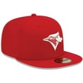 thumbnail image 3 of Men's New Era Red Toronto Blue Jays White Logo 59FIFTY Fitted Hat, 3 of 6