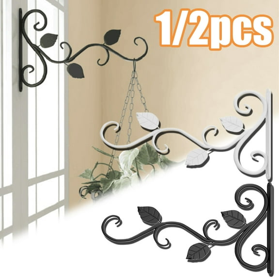Travelwant 1/2Pcs Plant Hangers Outdoor Plant Hooks for Wall/Fence Hanging Planters Outside Flower Pot Hanging Basket Brackets Cast Iron Plant Hanger for Lantern/Bird Feeder