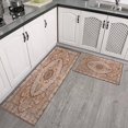 thumbnail image 3 of Farmhouse Dark Brown Boho Rugs and Mats Non Skid Washable Absorbent Microfiber Soft Kitchen Mat for Floor Set Of 2 Decor Stain Resistant 17"x47"+17"x30", 3 of 7