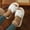 White, variant on Women Fluffy Pom Pom Bow Open Toe Slippers Soft Plush Warm Indoor Slide Sandals Gray 7.5-8.5