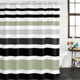 thumbnail image 3 of Sage Green Black Stripe Waterproof Fabric Shower Curtain,Modern Abstract Coarse Striped Waterproof Fabric Shower Curtain for Bathroom Curtains Bathtubs Shower Curtains with 12 Hooks Extra Long 72x96, 3 of 8