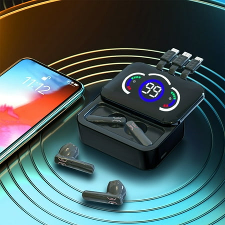 Lightning Deals of Today Clearance! Bluetooth 5.3 Wireless Earphones LED Digital Display Large Capacity Battery in Ear Noise Reduction Sports Earphones, Bluetooth Earphone Clearance(Black)