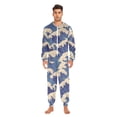 thumbnail image 3 of FORMRS Onesies Pajama for Adults Unisex Hoodie Winter Jumpsuit One Piece Sleepwear, Sizes S-2XL, Blue Wave Pattern, 3 of 7