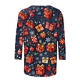thumbnail image 2 of Hvogkswy Christmas T-Shirts for Women Holiday Graphic Crewneck Tee Tops Casual 3/4 Sleeve Shirts, 2 of 3