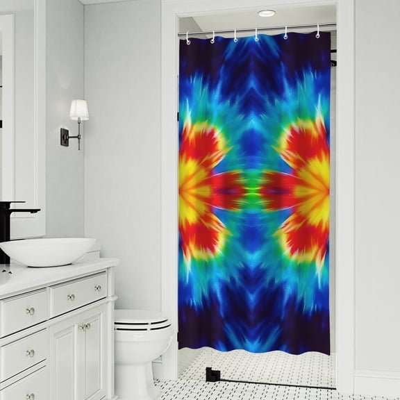Colorful Tie Dye Flowe Shower Curtain 36"x72" ,Bathroom Decorative Shower Curtains Set with 12 Hooks,Modern Waterproof Washable Shower Curtain