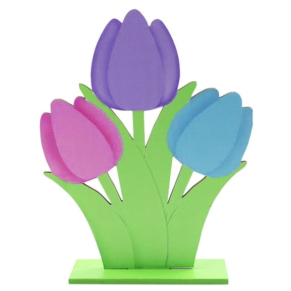 Wooden Tulip Desktop Ornament Delicate Wooden Tulips Flowers Craft Easter Supplies