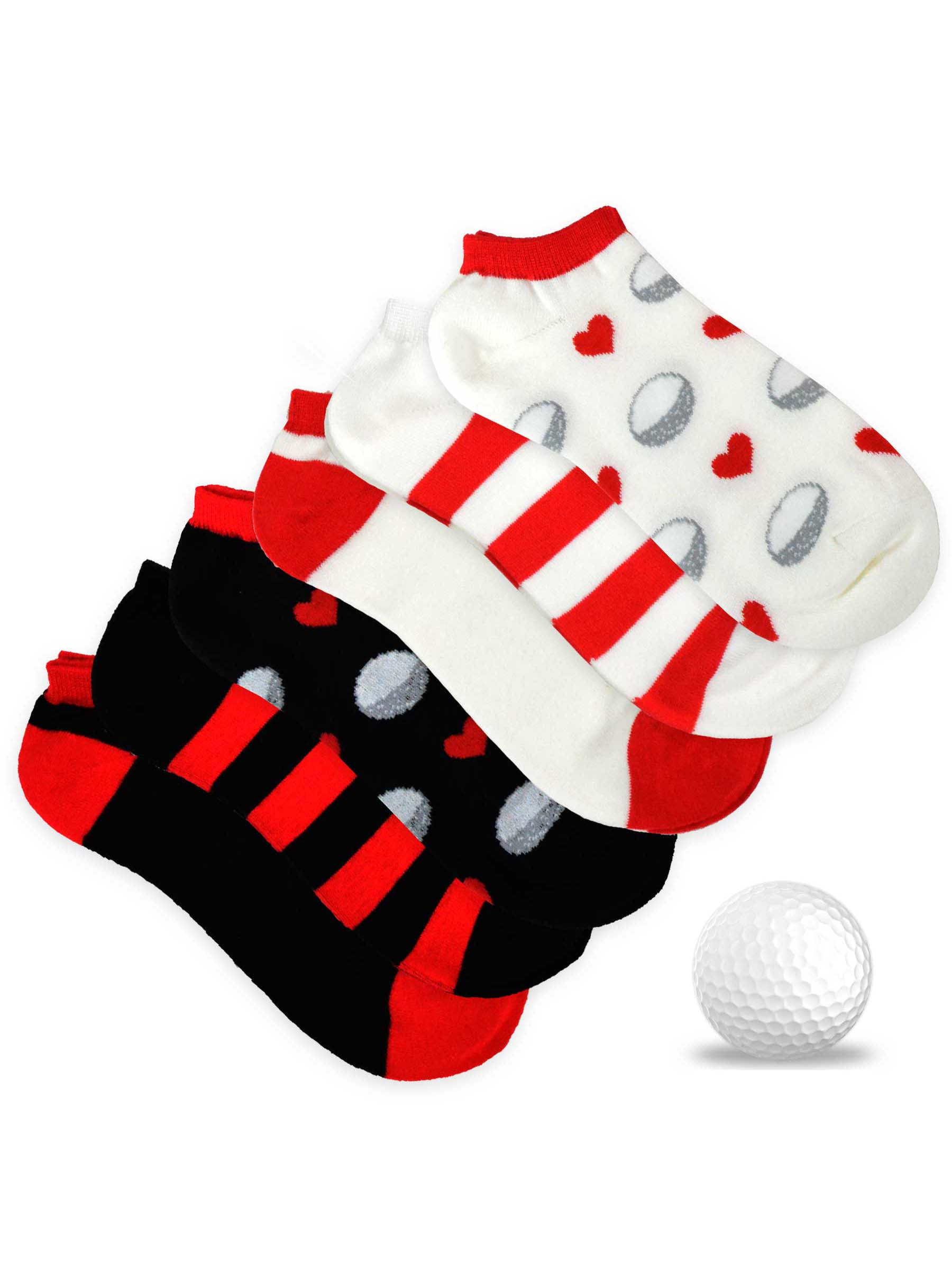 TeeHee Women's Golf Socks No Show Socks 6Pairs Assorted (Heart Golf