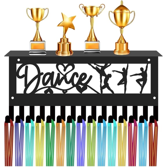 1 Set Dance Medal Hanger Display with Shelf Trophy Medal Holder Sports Rack Frame Iron Wall Mount Medal Hangers Organizer for Hanging Over 70 Medals Badges Ballet Dancing Medalist 11.8 x 5.1Inch