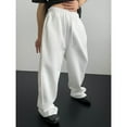 thumbnail image 4 of Teen Boys Baggy Sweatpants with Elastic Drawstring Waist - Y2K Loose Wide Leg Track Pants, Yoga & Gym Activewear with Pockets White L, 4 of 4